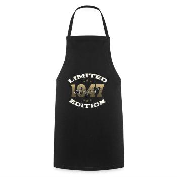 77th Birthday Original August 1947 Born 1947 - Cooking Apron - black - Front - AI Model Male 185 dark (185cm)