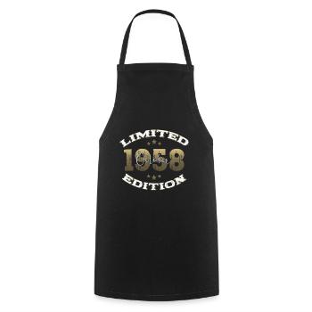 66e anniversaire Légende Octobre 1958 Volume 58 - Tablier de cuisine - noir - Devant - AI Model Male 185 dark (185cm)