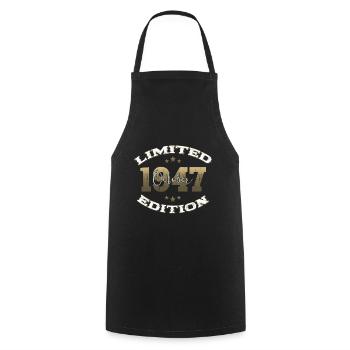 77th Birthday Original October 1947 Volume 47 - Cooking Apron - black - Front - AI Model Male 185 dark (185cm)