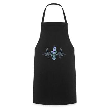Heartbeat Skater Skateboard Skull Skull - Cooking Apron - black - Front - AI Model Male 185 dark (185cm)