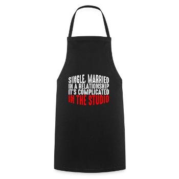 Single, Married, In The Studio 6 - Cooking Apron - black - Front - AI Model Male 185 dark (185cm)