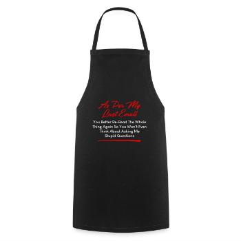 As per my last mail, you better read the thing 4 - Cooking Apron - black - Front - AI Model Male 185 dark (185cm)