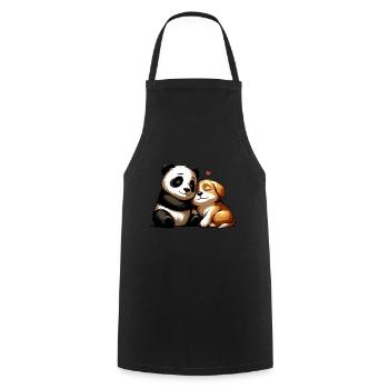 Cuddling Dog And Panda In Love - Kochschürze - Schwarz - Vorne - AI Model Male 185 dark (185cm)