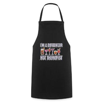 Je suis un barman, pas un thérapeute 4 - Tablier de cuisine - noir - Devant - AI Model Male 185 dark (185cm)