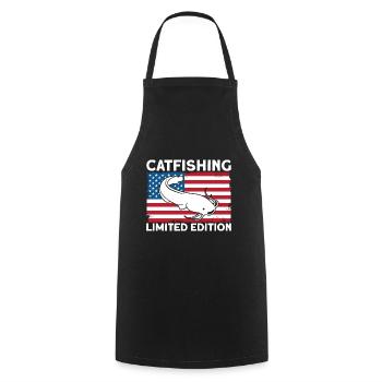 Catfish Limited Edition Catfish Fishing Gift - Cooking Apron - black - Front - AI Model Male 185 dark (185cm)