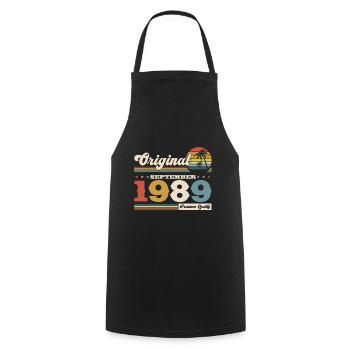 35ème Anniversaire Millésime Septembre 1989 Millésime 89 - Tablier de cuisine - noir - Devant - AI Model Male 185 dark (185cm)