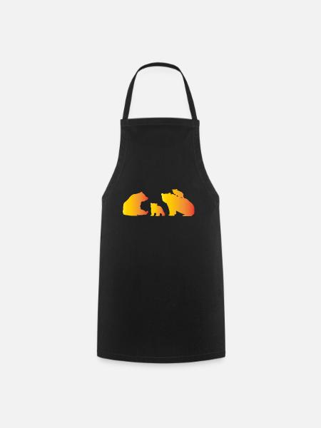 Bear family in love for the whole family - Cooking Apron - black