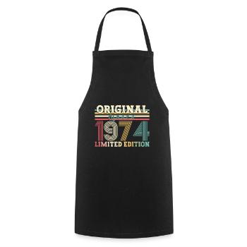 50th Birthday Original August 1974 Born 1974 - Cooking Apron - black - Front - AI Model Male 185 dark (185cm)