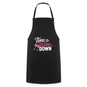 Time to Wine Down – Funny Wine Design - Cooking Apron - black - Front - AI Model Male 185 dark (185cm)
