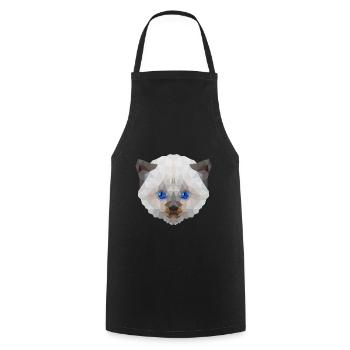 Weiße Katze miaut - süßes Motiv im Polygonstyle - Kochschürze - Schwarz - Vorne - AI Model Male 185 dark (185cm)