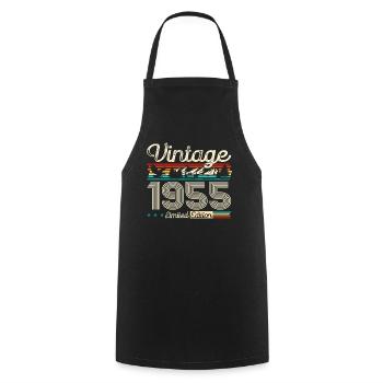 70ème Anniversaire Original Vintage 1955 Vintage 55 - Tablier de cuisine - noir - Devant - AI Model Male 185 dark (185cm)