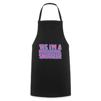 Yes, I'm A Professional Snuggler 2 - Cooking Apron - black - Front - AI Model Male 185 dark (185cm)