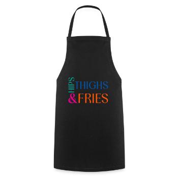 Hanches Cuisses et frites 2 - Tablier de cuisine - noir - Devant - AI Model Male 185 dark (185cm)