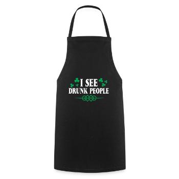 I See Drunk People 4 - Cooking Apron - black - Front - AI Model Male 185 dark (185cm)