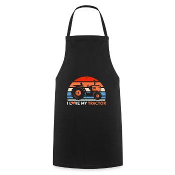 Cadeau d’éleveur de bovins tracteurs agricoles - Tablier de cuisine - noir - Devant - AI Model Male 185 dark (185cm)
