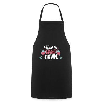 Time to Wine Down – Lustiges Wein-Design - Kochschürze - Schwarz - Vorne - AI Model Male 185 dark (185cm)