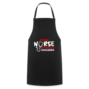Retired Nurse Officially Discharged 2 - Kochschürze - Schwarz - Vorne - AI Model Male 185 dark (185cm)