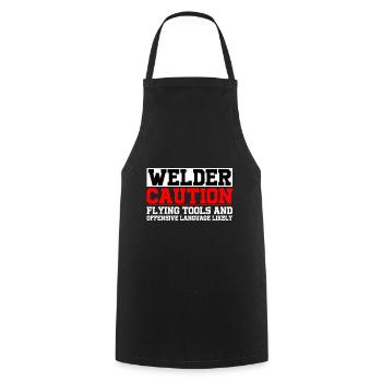 Welder, Flying Tools and Offensive Language 4 - Cooking Apron - black - Front - AI Model Male 185 dark (185cm)