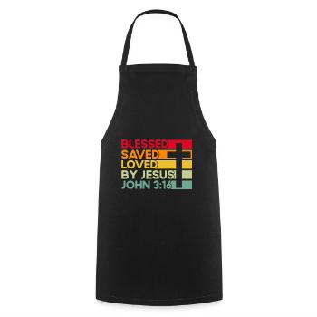 Christian Bible Verse Religious Gift - Cooking Apron - black - Front - AI Model Male 185 dark (185cm)