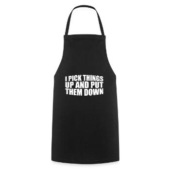 Je ramasse des choses et je les pose 30 - Tablier de cuisine - noir - Devant - AI Model Male 185 dark (185cm)