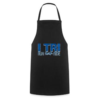 I Tri, Run Swim Ride 3 - Cooking Apron - black - Front - AI Model Male 185 dark (185cm)