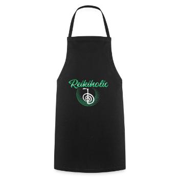 Reiki Master - Cooking Apron - black - Front - AI Model Male 185 dark (185cm)