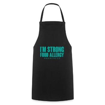 Je suis fort, sensibilisation aux allergies alimentaires - Tablier de cuisine - noir - Devant - AI Model Male 185 dark (185cm)