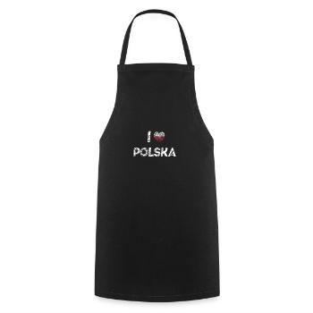 I Love Polska Poland Polish Love Gift Heart - Cooking Apron - black - Front - AI Model Male 185 dark (185cm)
