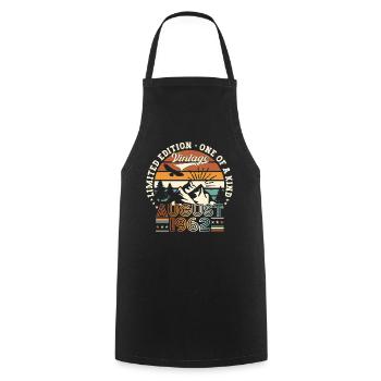 Vintage 1962 August 60th Birthday Gift Fun - Cooking Apron - black - Front - AI Model Male 185 dark (185cm)
