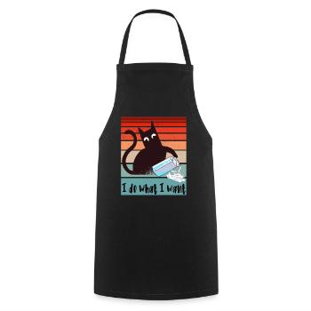 I do what I want. Funny cat with milk carton - Cooking Apron - black - Front - AI Model Male 185 dark (185cm)