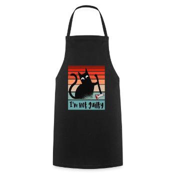I'm not guilty, Innocent Cat with bloody axe - Cooking Apron - black - Front - AI Model Male 185 dark (185cm)