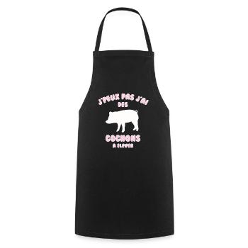 J’peux pas j’ai cochons à élever - Tablier de cuisine - noir - Devant - AI Model Male 185 dark (185cm)