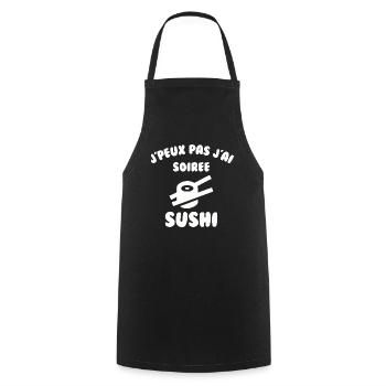J’peux pas j’ai soirée sushi - Tablier de cuisine - noir - Devant - AI Model Male 185 dark (185cm)
