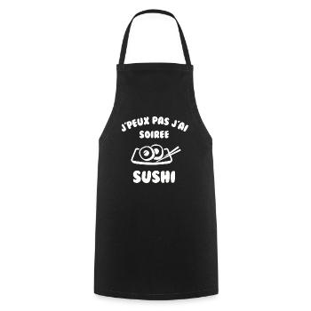 J’peux pas j’ai soirée sushi - Tablier de cuisine - noir - Devant - AI Model Male 185 dark (185cm)