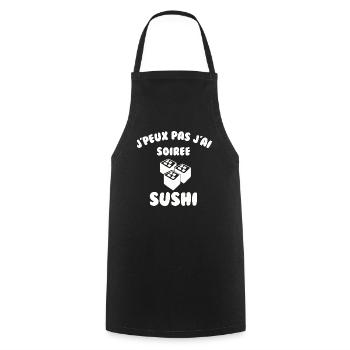 J’peux pas j’ai soirée sushi - Tablier de cuisine - noir - Devant - AI Model Male 185 dark (185cm)