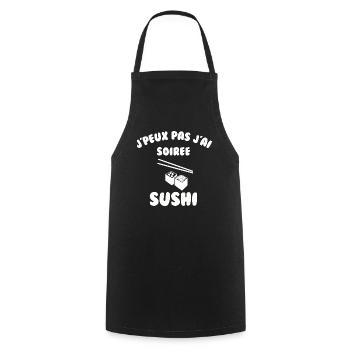 J’peux pas j’ai soirée sushi - Tablier de cuisine - noir - Devant - AI Model Male 185 dark (185cm)