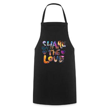 Partagez l’amour - rendez le monde meilleur - Tablier de cuisine - noir - Devant - AI Model Male 185 dark (185cm)