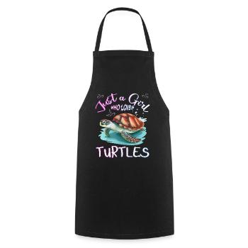 Juste une fille qui aime les tortues - Tablier de cuisine - noir - Devant - AI Model Male 185 dark (185cm)