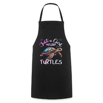 Juste une fille qui aime les tortues - Tablier de cuisine - noir - Devant - AI Model Male 185 dark (185cm)