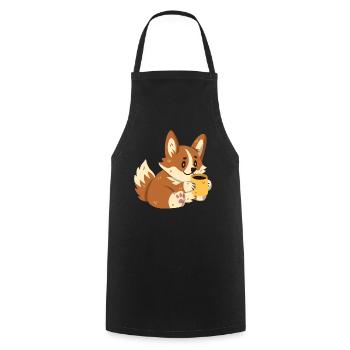 Corgi trinkt Kaffee - Kochschürze - Schwarz - Vorne - AI Model Male 185 dark (185cm)