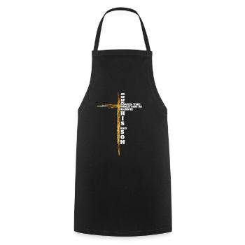 Jean 3 :16 Christian Cross Bible Verse - Tablier de cuisine - noir - Devant - AI Model Male 185 dark (185cm)