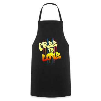 Free To Love - Cooking Apron - black - Front - AI Model Male 185 dark (185cm)