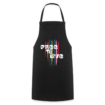 Free To Love - Cooking Apron - black - Front - AI Model Male 185 dark (185cm)