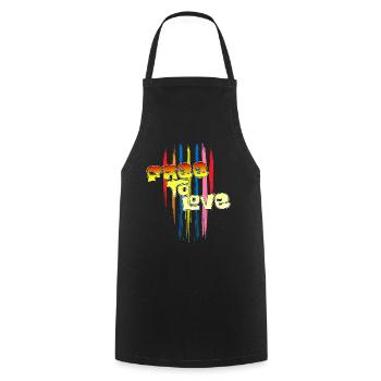 Free To Love - Cooking Apron - black - Front - AI Model Male 185 dark (185cm)