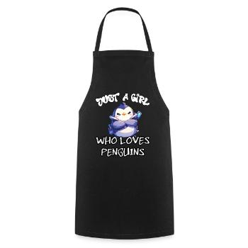 Juste une fille qui aime les pingouins - Tablier de cuisine - noir - Devant - AI Model Male 185 dark (185cm)