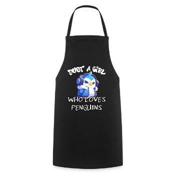 Juste une fille qui aime les pingouins - Tablier de cuisine - noir - Devant - AI Model Male 185 dark (185cm)
