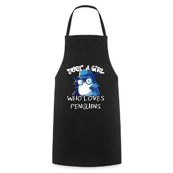 Juste une fille qui aime les pingouins - Tablier de cuisine - noir - Devant - AI Model Male 185 dark (185cm)