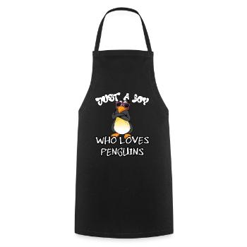 Juste un garçon qui aime les pingouins - Tablier de cuisine - noir - Devant - AI Model Male 185 dark (185cm)