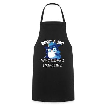 Juste un garçon qui aime les pingouins - Tablier de cuisine - noir - Devant - AI Model Male 185 dark (185cm)