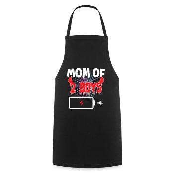 Maman de 2 garçons - Tablier de cuisine - noir - Devant - AI Model Male 185 dark (185cm)